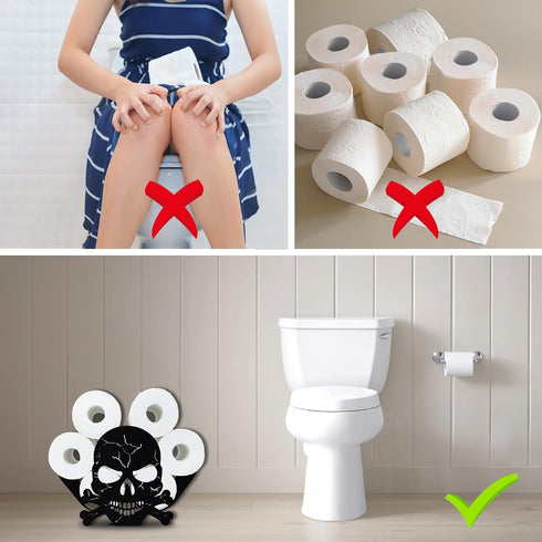8 Teaeeno Skull Toilet Paper Holder - Animal Toilet Paper Storage, Funny Bathroom Decor, Metal Holder for Extra Rolls