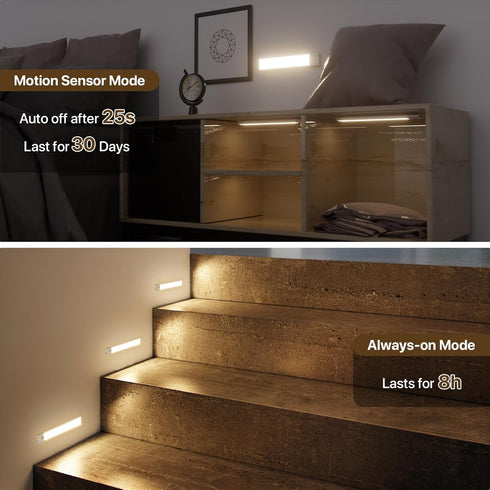 8inch 3 Dimmable, Closet Counter 2 Pack ORALUCE Under Cabinet Lighting Rechargeable Magnetic, LED Motion Sensor Light