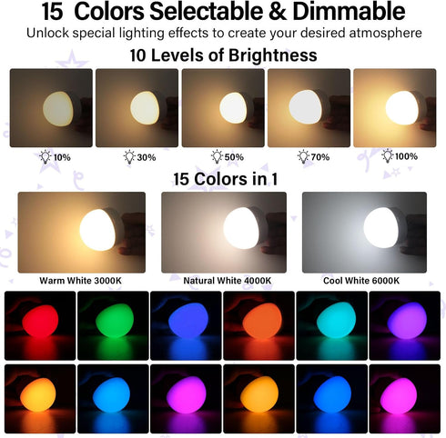 Bulbs 15 Dimmable, Bulb E26 2 Pack Rechargeable Battery Operated Light with Remote Control, Color Temperature, Timer