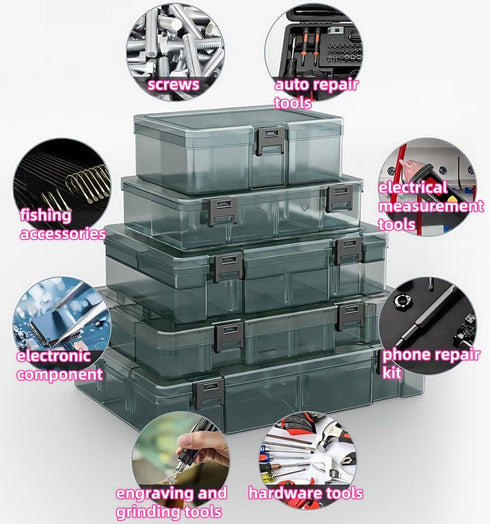 Easnea (10 Screw Organizers Storage Bin Hardware Storage Box Hardware Organizer Garage Removable with Lid Workbench