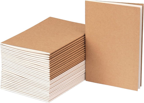 EOOUT 24 Pack Kraft Notebooks - Journals in Bulk for Writing, Blank Paper Sketchbooks, 60 Pages, 8.3x5.5 Inch, A5 Size