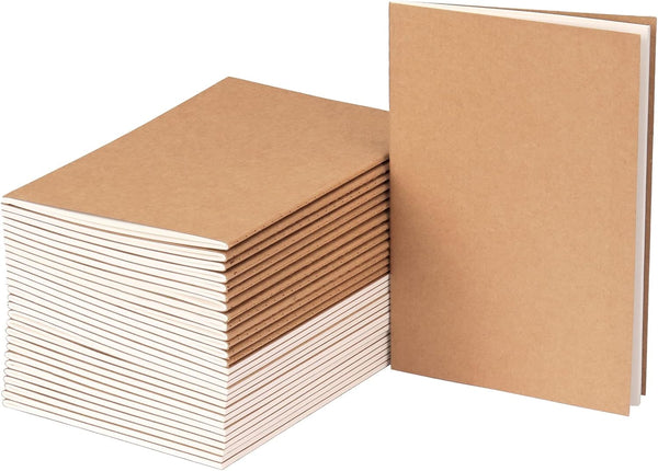 EOOUT 24 Pack Kraft Notebooks - Journals in Bulk for Writing, Blank Paper Sketchbooks, 60 Pages, 8.3x5.5 Inch, A5 Size