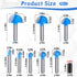 Lyksgir 8 Set 1/4 Inch Set- 1/4" 5/16" 3/8" 1/2" 5/8" 3/4" 7/8" 1" Pcs Cove Box Router Bit Shank, Solid Carbide Double