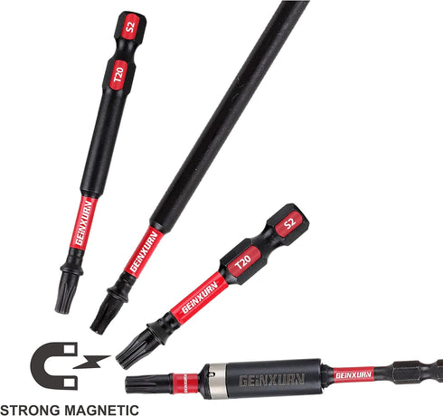 50 Pieces T20 2 In. Impact Tough Magnetic #20 Torx Head Power Bits, S2 Alloy Steel Set with Impact Bit Holder
