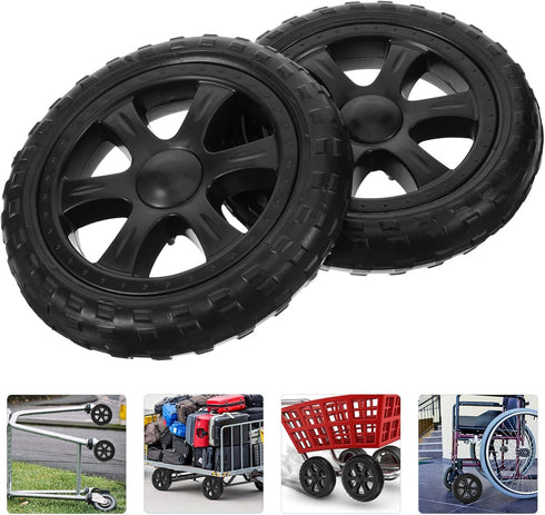 2-Pack 6.69 Inch Replacement Grocery Cart Wheels with Bearings for Folding Shopping Carts and Utility Trolleys Stable