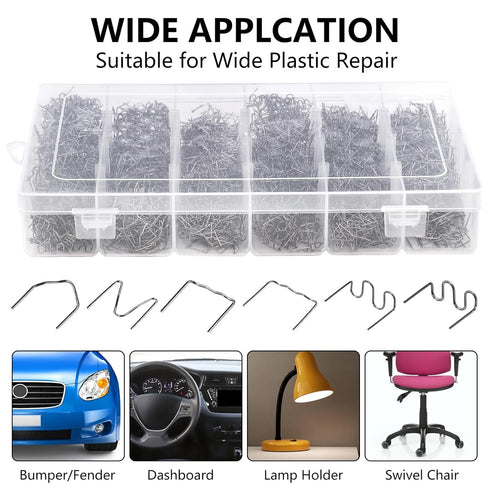 ZOOFOX 3000 Pieces Plastic Welder Staples, Hot Staples with Storage Box, 0.6 and 0.8mm Plastic Welding Kit