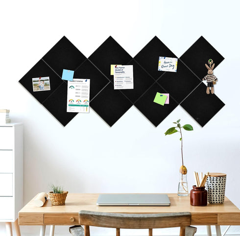 Large Cork Felt Board Tiles, 12 Pack, 47" x 35" Self Adhesive Cork Boards for Walls, Office, School Home Decor Display,