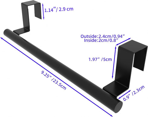 0.8" Over-Cupboard Stainless Steel Towel Bar - Single for Cabinet Doors