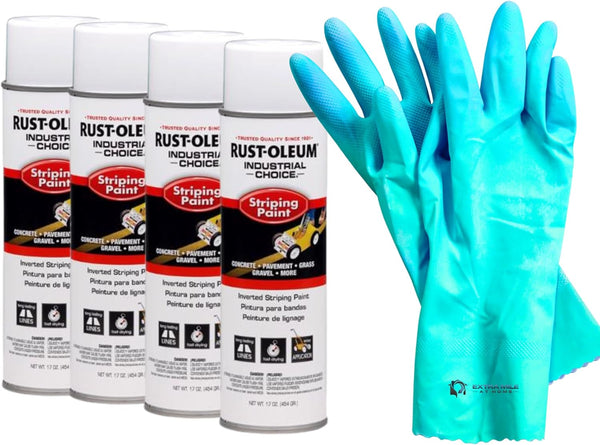 4 Pack Striping Paint Kit White Inverted Spray with Safety Gloves Fast-Drying