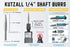 Kutzall Original Taper Rotary Burr, 1/4" Shaft, Fine - Woodworking Attachment for Bosch, DeWalt, Milwaukee, and Makita