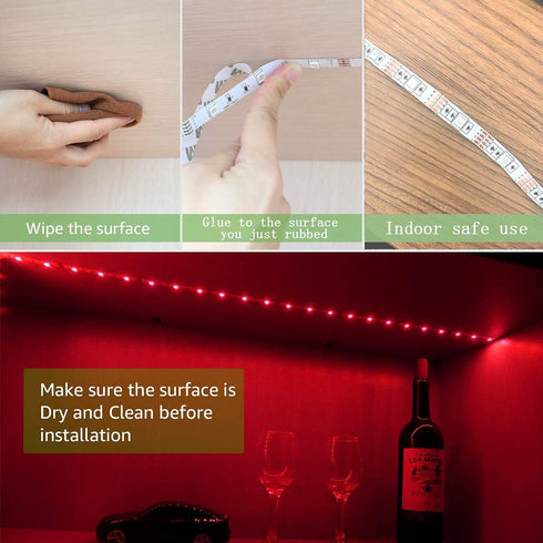 sinzau 2m/6.6FT 24 Battery Powered Led Strip Lights, LED Strip with Keys Remote Control, RGB Led Rope Lights for Party