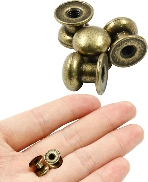 12pcs Mini Drawer Pulls, 0.31" x 0.39" Round Cabinet Knobs, Antique Bronze Handles for Dresser Closet Jewelry Box