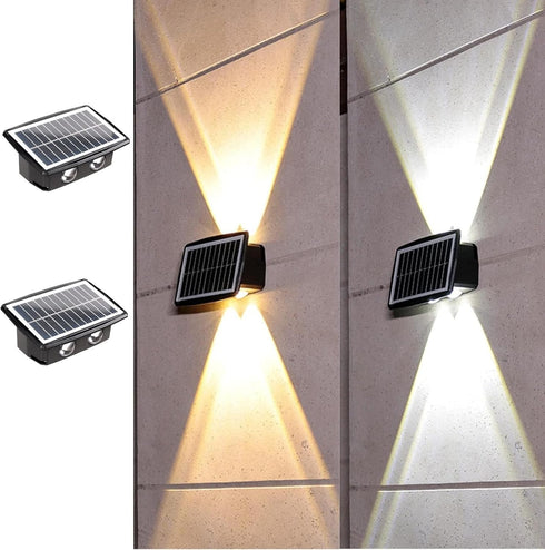 ASLIDECOR Solar Wall Lights Up Down 2 Pack, 4 Led Solar Sconce,Waterproof