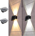 ASLIDECOR Solar Wall Lights Up Down 2 Pack, 4 Led Solar Sconce,Waterproof