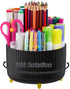 Marbrasse Desk Organizer, 360-Degree Rotating Pen Holder with 5 Compartments for Office, Home, Black