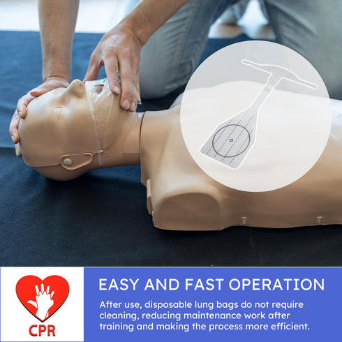 50Pcs Holdly Disposable CPR Face Shield Adult Lung Bag, Compatible with Prestan Professional Adult Manikin, Ideal