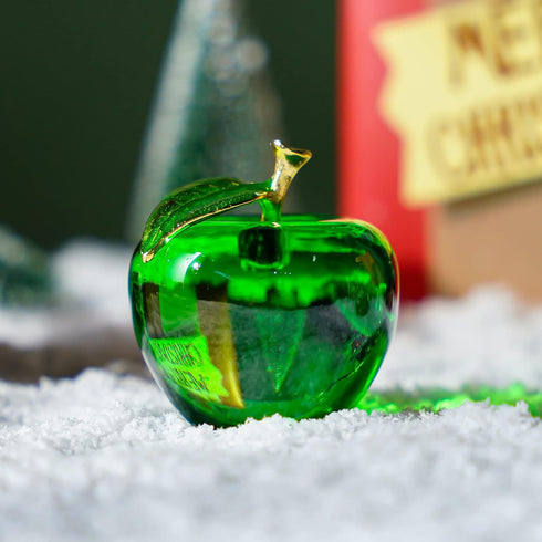 H&D Glaze Crystal Apple Paperweight Craft Decoration, Green