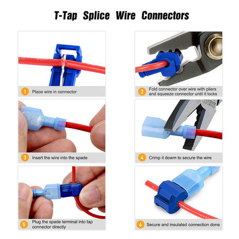 Nilight - 50004R 120 Pcs/60 Pairs Quick Splice Wire Terminals, T-Tap Self-stripping with Nylon Disconnects