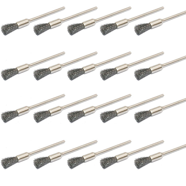Steel Cleaning End Brushes, 20 Pieces, Pen Wire Brush Rust Paint Removal Bits