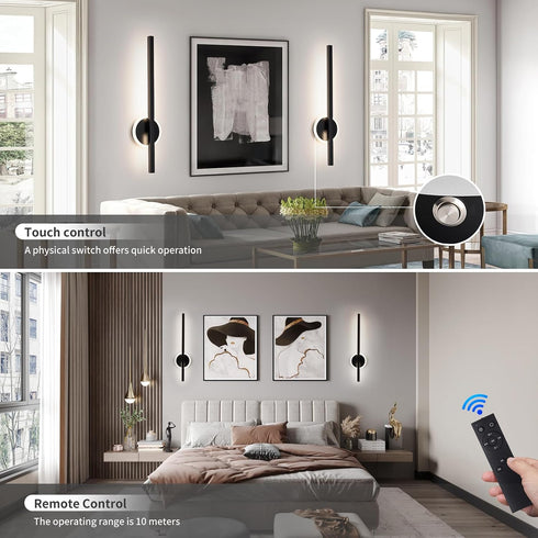 Dimmable 350Rotate, 24 Inch 1 Pack) Battery Operated Wall Sconce, Rechargeable Wall Lights with Remote Control, LED