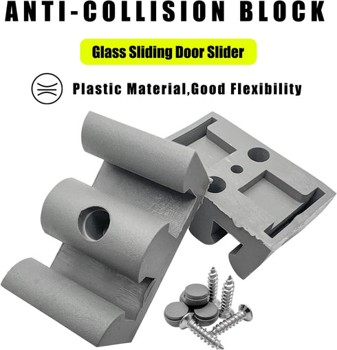 50mm Bathroom Sliding Door Glass Anti-Collision Block Side Guide Rail for Shower Door Bumper Accessories (4pcs, Grey)