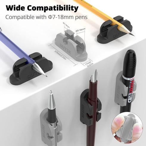 OUTXE 10-Pack Magnetic & Adhesive Pen Holder with Dual Slots, Easy Organize & Access for Desk, Wall, Refrigerator