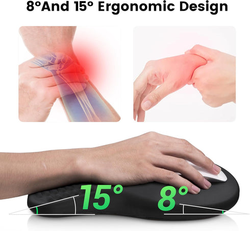 MEKASS Ergonomic Mouse Pad and Keyboard Wrist Rest Set, Super Soft Memory Foam Desk Support for Computer, Black