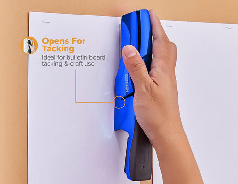 Bostitch Office Heavy Duty Stapler, Metallic Blue, 40 Sheet Capacity, No Jam, Half Strip, Fits in Palm for Classroom