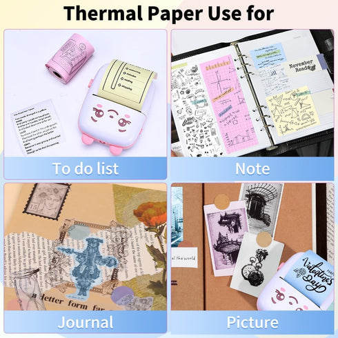 6 57mm 30mm, 6 Packs Color Mini Printer Sticker Thermal Printer with Rolls of PaperCan be Used to Print Photos