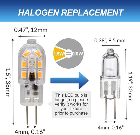 Simba Lighting LED G4 Bulb, 5 Pack, 1.5W T3 20W Halogen Replacement, 12V AC/DC, Soft White 3000K