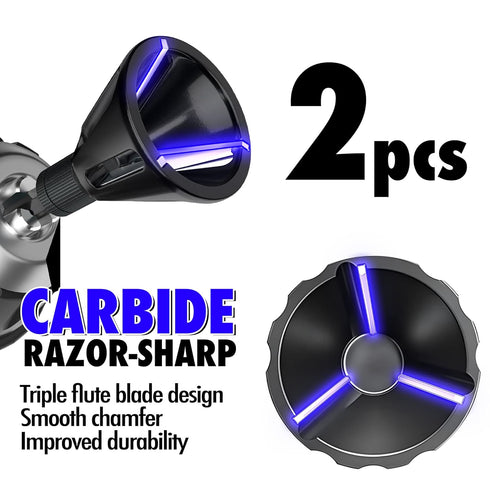 Deburring External Chamfer Tool with Tungsten Carbide Blade, Deburring Chamfering Drill Bit, Quick Release Hex Shank