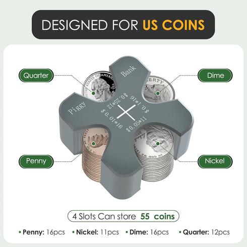 Coin Holder for Car, Vcertcpl Silicone Change Organizer, Portable Holder for 55 Coins, Gray 01
