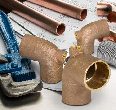 Everflow Supplies CFCT3418 Cast Brass Baseboard Tee Fitting, 3/4" x 1/8" x 3/4" with Solder Cup