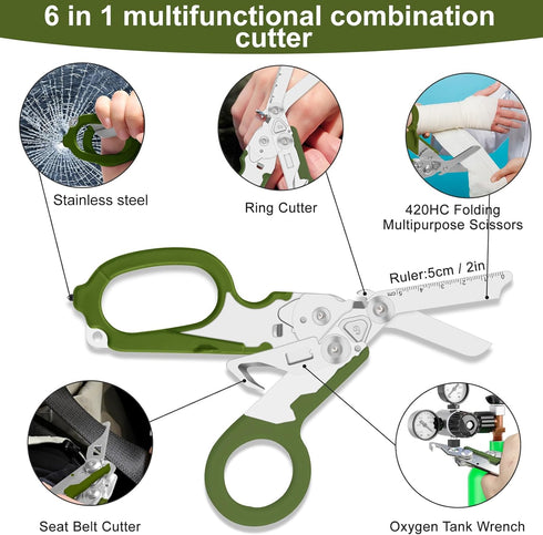 6-in-1 packaging trauma shears - emergency responders, outdoor emergencies, medical staff, and outdoor camping, Gift