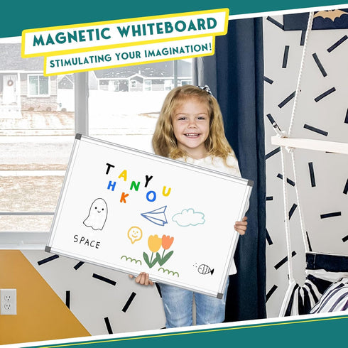Double Sided Magnetic White Board, 36"x24" Dry Erase Whiteboard with Aluminum Frame for School Office