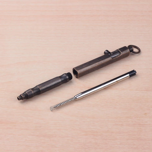 SMOOTHERPRO Solid Brass Bolt Action Pen, Square Shape for Tremor, Parkinson, Arthritic Pocket Business EDC, Natural