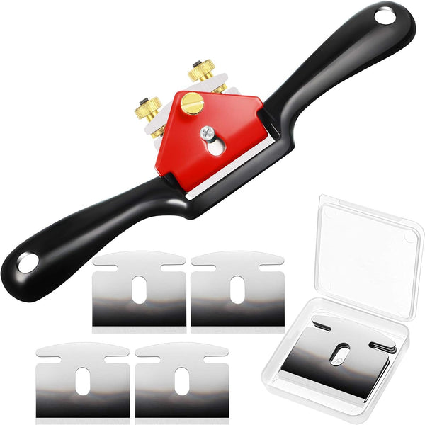 6 Pieces Adjustable Spokeshave Set, 1 Adjustable Spokeshave with Flat Base and 5 Metal Blades