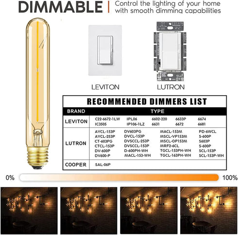 7.3inch E26 Bulb 4W Dimmable E26 Bulbs 2700K T10 Bulb 40 Bulb E26 Bulb etc,4 Pack. Tubular Led Led Warm White