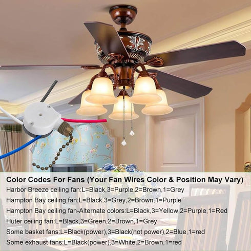 Kangnice 3 4 ZE-208s Speed Wire Fan Light Switchs Replacement Part Upgraded Ceiling Fan Switchs Speed Control Pull
