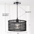 12.4" HOONEX Rattan Chandelier, Rattan Light Fixture Ceiling, Wicker Pendant Light for Dining Room Bedroom Kitchen