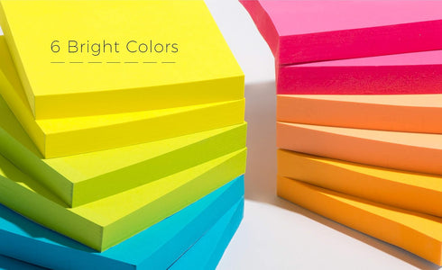 Sticky Notes 3x3 in (12 Pads), Bright Colored Super Self Sticky Pads, 100 Sheets/Pad, Easy to Post for School, Office