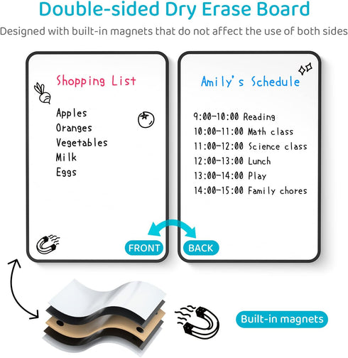 Magnetic Dry Erase board for Fridge, Double-Sided Magnetic White Board, 8"x12"Fridge Calendar to Do List Planner with 4 Marker & 2 Magnets, Notepad for Office, Home, Kitchen, School (1 Pack) by UPGREY