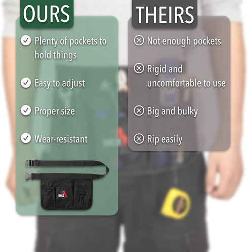 UNCO Gardening Belt for Men, Utility Tool Belt with Pockets, Waist Apron, Carpenter, Construction, Utility Belt