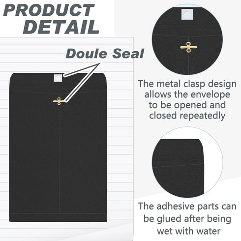 Geyee 100 Pcs Clasp Manilla Envelopes - Gummed Mailing Envelopes for Storing or Mailing, 10 x 13 Inch