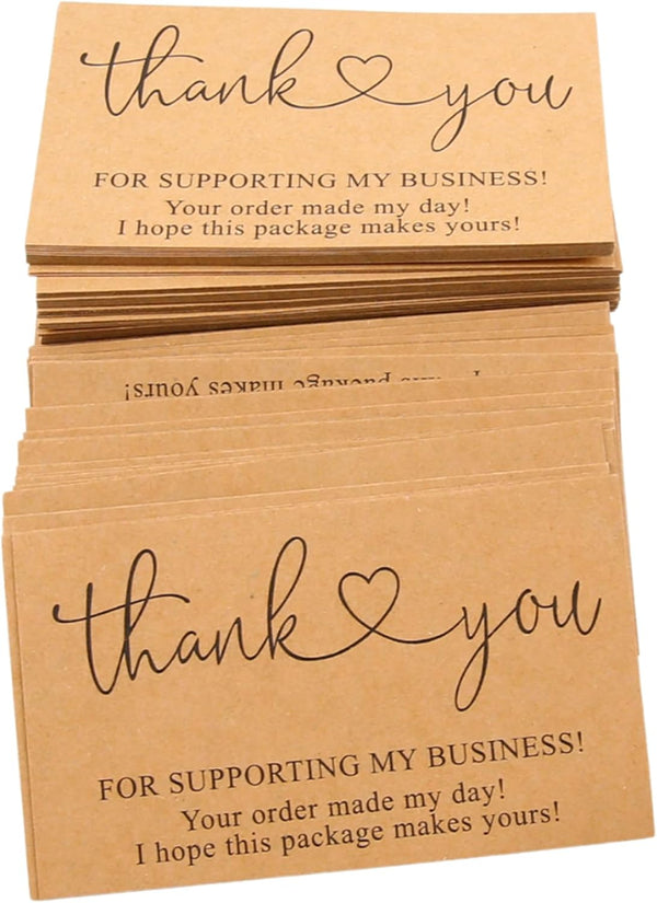 Vagocom 200Pcs Brown Thank You for Supporting My Business Cards,2 x 3.5 Inches