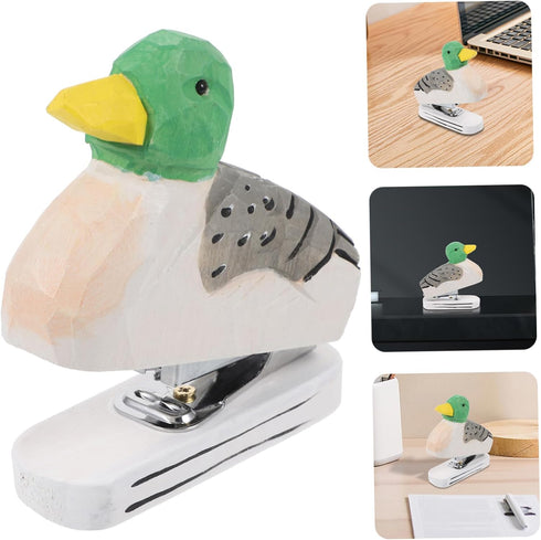 MAGICLULU Mini Desktop Stapler, Funny Stationery Carved Wooden Stapler, Decorative Stapler for Office