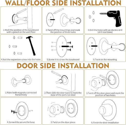Door Stoppers Magnetic Door Catch for Wall, Heavy Duty Stainless Steel Door Stop Holder for Wall and Floor Mounting