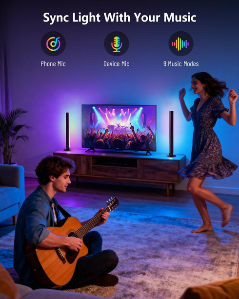 YULINKCO 16-Inch Smart RGB+IC LED Light Bar for Room, TV LED Backlight with Music Sync, Gaming Ambient Lighting
