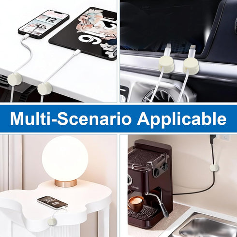 Waziaqoc 6 Pack 360 Magnetic Cord Organizer, Swiveling Cord Organizer with Adhesive Backing, Compact White Plastic