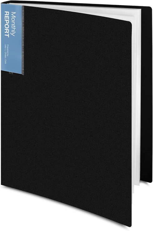 Dunwell 9x12 Presentation Book (Black), 24-Pocket Folder with Plastic Sleeves for 9 x 12 or A4 Documents